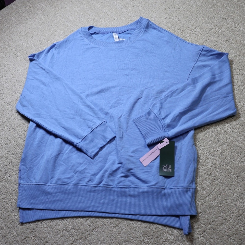 Wild Fable Blue Crewneck Sweatshirt Modal Blend Loungewear Small SS-064